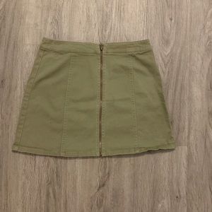 Army Green Zip-Up Mini Skirt